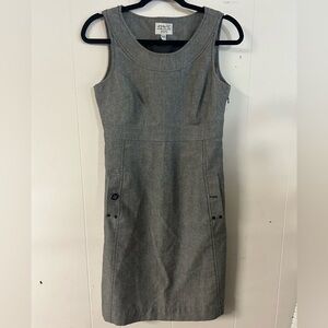 ESPRIT 90s/2000s Wool Tweed Pencil Midi Shift Dress Size 4 Career Grey Pockets